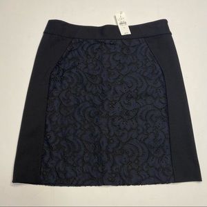 NWT Ann Taylor LOFT Black Navy Lace Detailed Skirt